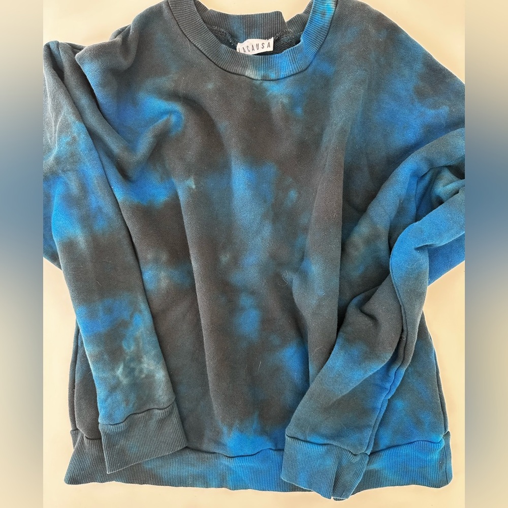 LACAUSA Men’s Blue Tie Dye Sweatshirt, NWT, Medium, Cotton